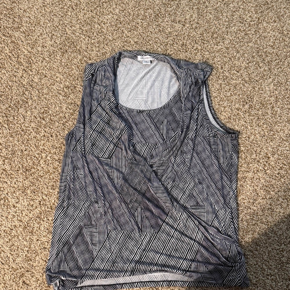 Liz Claiborne Geometric Black and White Tank Top